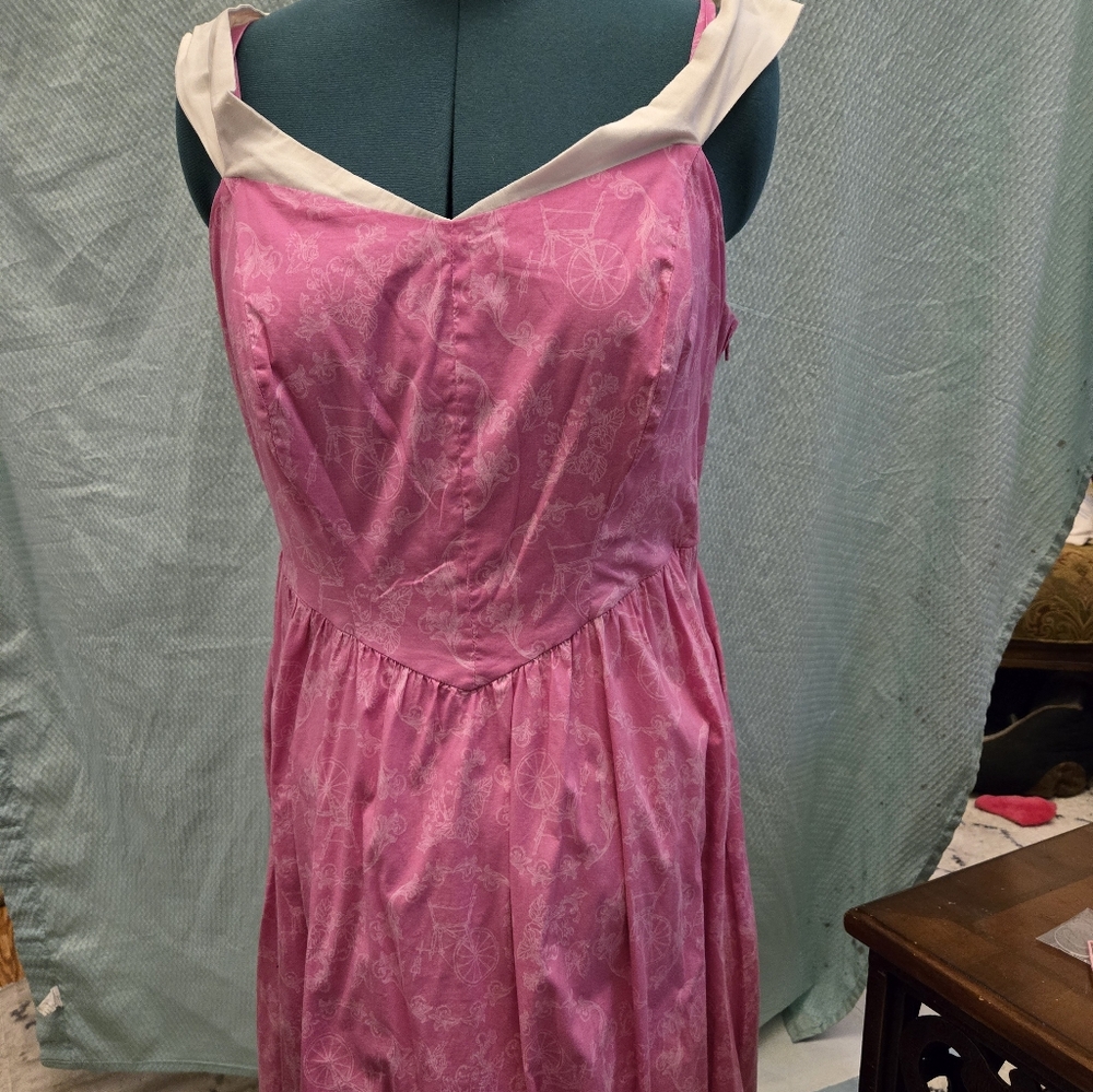 Hot Topic Disney sleeping beauty  Pink Dress with White Trim and pockets